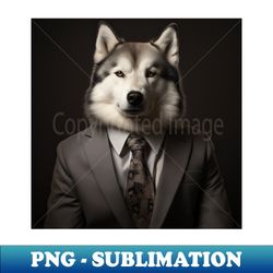 Siberian Huskie Dog in Suit - Decorative Sublimation PNG File - Revolutionize Your Designs