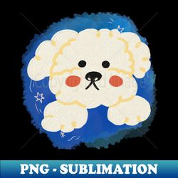 Cute Dog on a Blue Cloudy Background - High-Resolution PNG Sublimation File - Capture Imagination with Every Detail