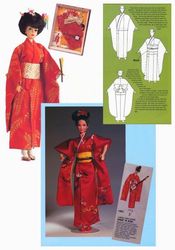 Fashion doll Barbie Clothes sewing Patterns - Japan kimono - Doll outfit ideas Digital download PDF