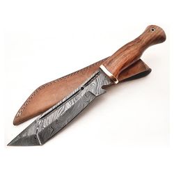 Damascus hand forged steel knife with top dual side