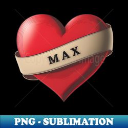 Max - Lovely Red Heart With a Ribbon - Artistic Sublimation Digital File - Boost Your Success with this Inspirational PNG Download