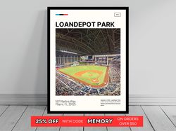 LoanDepot Park Miami Marlins Canvas Ballpark Art MLB Stadium Canvas Oil Painting Modern Art Travel
