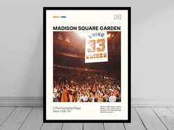 Madison Square Garden New York Knicks Canvas Ewing Retired Numbers Oil Painting Modern Art Travel