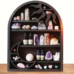 1pc Crystal Shelf Display Crescent Moon Rack, Witchy Crystal Holder For Stones Essential Oils Essentials Shelves Wall