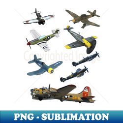 WW2 Planes Warbirds - Instant PNG Sublimation Download - Capture Imagination with Every Detail
