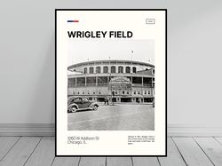 Wrigley Field Black and White Chicago Cubs Canvas Ballpark Art MLB Stadium Canvas Oil Painting Modern Art