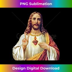 Jesus Christ Sacred Heart Peace Sign Portrait Long Sleeve - Bohemian Sublimation Digital Download - Spark Your Artistic Genius