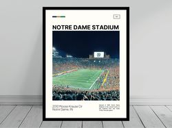 Notre Dame Stadium Fighting Irish Canvas CFB Art College Stadium Canvas Oil Painting Modern Art Travel Art