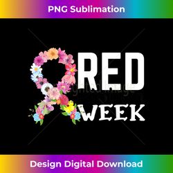 We Wear Red For Red Ribbon Week Awareness Red Ribbon Flowers - Edgy Sublimation Digital File - Elevate Your Style with Intricate Details