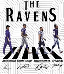 The Ravens Walking Abbey Road Signatures Football PNG Digital Sublimation Black White