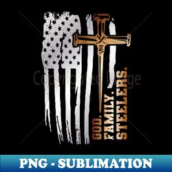 god family steelers pro us american flag cross - png transparent sublimation file - enhance your apparel with stunning detail
