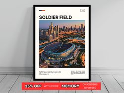 Soldier Field Chicago Bears Canvas NFL Art NFL Stadium Canvas Oil Painting Modern Art Travel Art -1