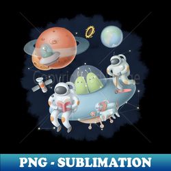 Astronauts in space - Instant PNG Sublimation Download - Bold & Eye-catching