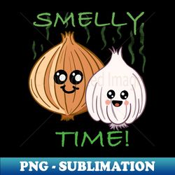 Smelly Time Cute Onion and Garlic - Premium PNG Sublimation File - Bring Your Designs to Life