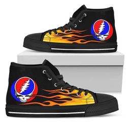 Grateful Dead High Top Shoes Flame Sneakers Music Fan High Top Shoes VA95