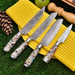 handmade corbon steel kitchen knives 4pcs set, chefs knife, kitchen knives am industry