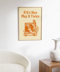 Trendy Wall Print, Funky Vinyl Poster, Gift For Music Lovers, Play It Twice, Aesthetic Room Decor, Printable Wall Art, R