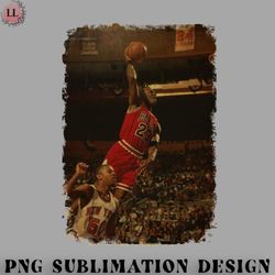 Basketball PNG Michael Jordan Puts the Ball Into the Hoop Old Photo Vintage