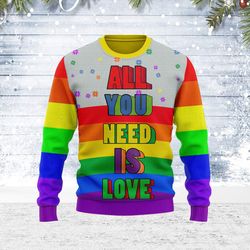Ugly Christmas Sweater All You Need Is Love Lgbt For Men Women