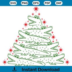 Funny Christmas Tree Crocodile SVG Cutting Digital File
