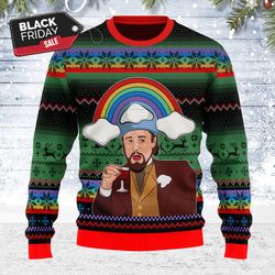 Ugly Christmas Sweater Leo Laughing Meme Dicardo For Men Women