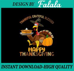 PNG ONLY- Thankful Grateful Blessed Happy Thanksgiving Boy Turkey Png, Autumn Pumpkins Png, Thanksgiving Png, Digital Do