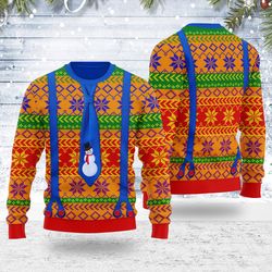 ugly christmas sweater lgbtq with tie and suspenders for men women