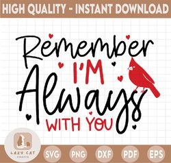 Cardinal SVG, Memorial svg, I am always with you, Remembrance svg, Grief Loss Love One SVG, Red Cardinal Heart SVG, Merr
