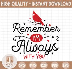 Remember I'm Always With You svg - I am alwasy with you - Clipart Red Cardinal Memorial Remembrance Christmas Holiday Bi