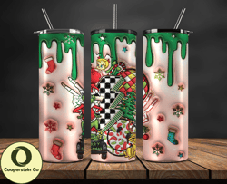 Christmas 20oz Tumbler Wrap PNG, Christmas 3D Inflated Puffy Tumbler Wrap Png, Grinchmas 20oz Png 199