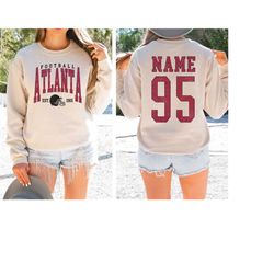 Atlanta Football Sweatshirt, Custom Name Number Shirt, Atlanta Fan Shirt, Vintage Style Atlanta Crewneck, Custom Footbal