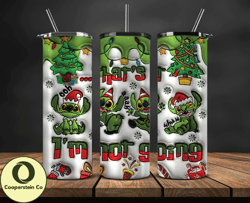 Christmas 20oz Tumbler Wrap PNG, Christmas 3D Inflated Puffy Tumbler Wrap Png, Grinchmas 20oz Png 313