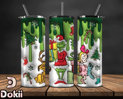 Christmas 20oz Tumbler Wrap PNG, Christmas 3D Inflated Puffy Tumbler Wrap Png, Grinchmas 20oz Png 197