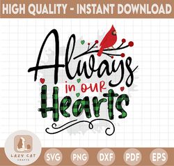 Always In Our Hearts PNG Printing File | instant download | Merry Christmas PNG| Christmas Png
