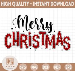 Red Buffalo Plaid Merry Christmas with Santa Hat, Christmas PNG Digital Design, Winter Holidays png, Christmas Png Subli