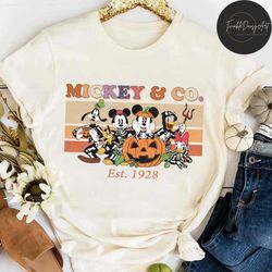 Disney Halloween Mickey & Co Est 1928 Shirt, Mickey and Friends Skeleton Halloween Pumpkin, Disney Family Halloween Part