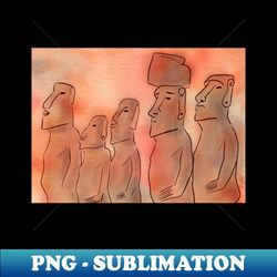 Moai statues watercolor - Exclusive Sublimation Digital File - Unleash Your Inner Rebellion
