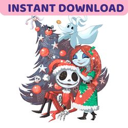 Cute Jack And Sally Christmas Tree PNG Sublimation File