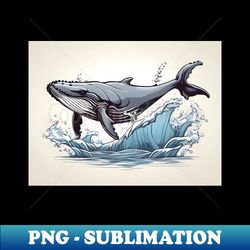 Humpback whale Cartoon Illustration - Sublimation-Ready PNG File - Perfect for Sublimation Mastery