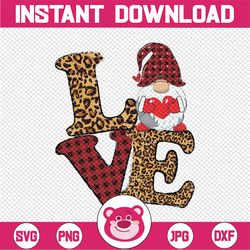 Valentine Love PNG Leopard Buffalo Plaid Gnome Heart Valentines Day Sublimation Shirt Design Digital Download File Print