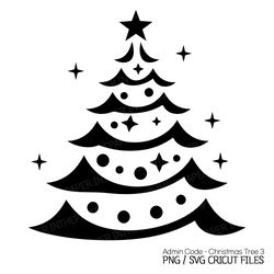 Christmas Tree Black Silhouette SVG | Star PNG Cute Kawaii Illustration Decoration Element Charming Design