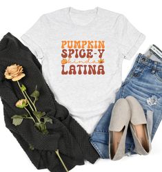 Latina Thanksgiving Shirt, Latino Halloween, Cute Latina Fall Coffee tees, Pumpkin Spice Latte Shirt, Thanksgiving Shirt