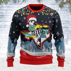 Ugly Christmas Sweater Texas Map For Men Women