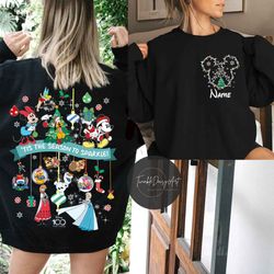 Personalized 2-sided Tis the season to sparkle Disney Christmas shirt, Mickey & friends Christmas sweatshirt, Disney 100