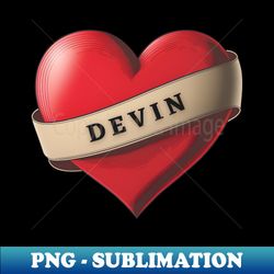 Devin - Lovely Red Heart With a Ribbon - Modern Sublimation PNG File - Defying the Norms