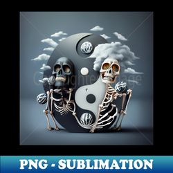 Halloween Life and Death in Balance yinyang skeleton - Trendy Sublimation Digital Download - Vibrant and Eye-Catching Typography