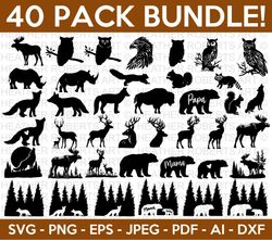 Wilderness SVG Bundle, Forest Animals Svg, Wild Animals Svg, Bears Svg, Deers Svg, Fox Svg, Moose Svg, Owls Svg, Cut Fil