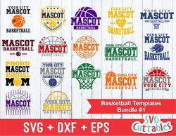 Basketball Bundle SVG - Template Bundle 1 - svg - eps - dxf - Basketball svg - Team - Silhouette - Cricut Cut File - svg