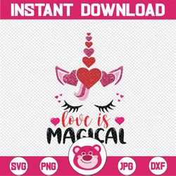 Love is Magical Unicorn PNG File, Unicorn Hearts PNG File, Valentine Unicorn, Cricut, Silhouette, Glowforge png Sublimat