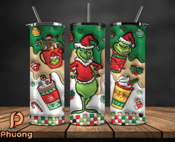 Grinchmas Christmas 3D Inflated Puffy Tumbler Wrap Png, Christmas 3D Tumbler Wrap, Grinchmas Tumbler PNG 121